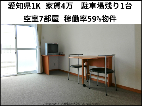 愛知県1K 家賃4万円 駐車場残り1台 空室7室