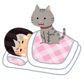 猫に乗られる睡眠イラスト.png
